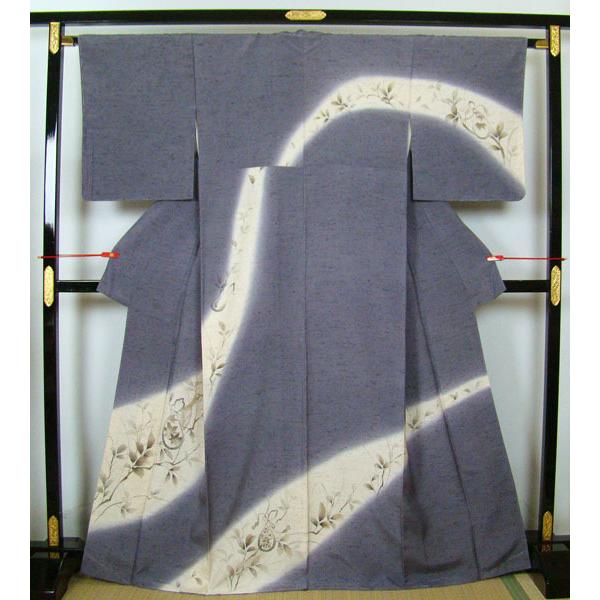 訪問着 未使用 しつけ糸付き 手紡ぎ渋みの暈し染紬 正絹 9625 訪問着 未使用 しつけ糸付き 手紡ぎ渋みの暈し染紬 正絹 9625