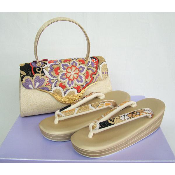 高級草履・バックセット 帯地 Freek Fサイズ 底反発剤入り 日本製 9635 