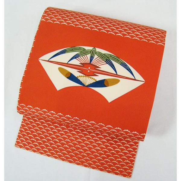 SO-597 名古屋帯 名古屋仕立て 太鼓柄 正絹 塩瀬 おしどり カジュアル