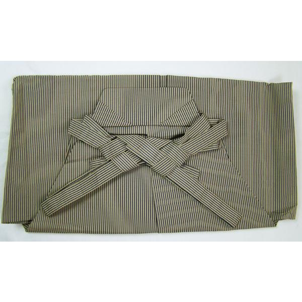 男物 袴 紐下８８ｃｍ 紺縞渋灰色 行燈型 スカート型 正絹 9698 :9698