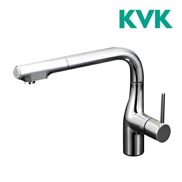 《在庫あり》◆15時迄出荷OK！KVK 水栓金具【KM6101EC】流し台用シングルレバー式シャワー付混合栓 L形シャワー引出しタイプ eレバー