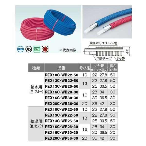 オンダ製作所【PEX16C-WB28-30】架橋ポリエチレン管 サヤカポリW 給水