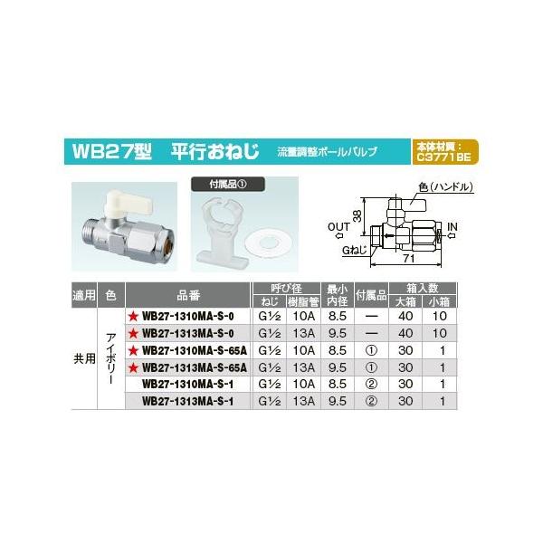 オンダ製作所【WB27-1313MA-S-65A】ダブルロックバルブ WB27型 平行お