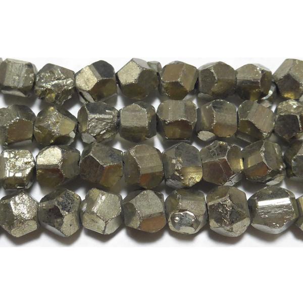パイライト ラフタンブルカット 9*9mm　　　※ 天然石ビーズ 天然石 パワーストーン 1粒売り バラ売り 1玉販売