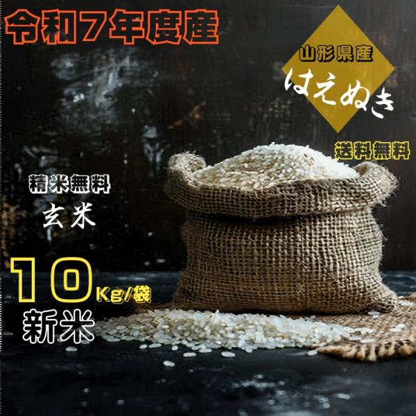 山形県産はえぬき 10Kg 玄米 販売 送料無料 当日精米 令和7年度産  お米 白米・分づきにお好み精米 送料無料