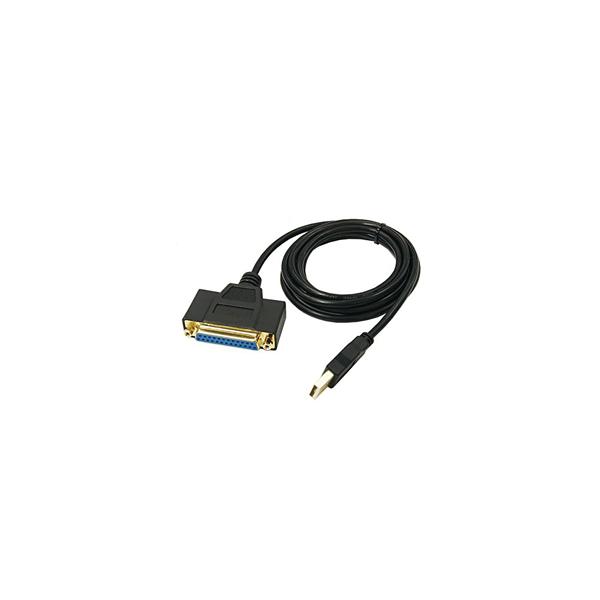 USB2.0-パラレル25pin変換ケーブル 1.8m/金メッキPro仕様【変換名人製】ドライバー不要