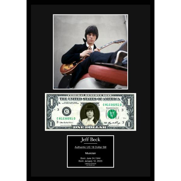 【Jeff Beck/ジェフ・ベック】ディープ・パープル/Deep Purple/ロック/バンド/写真本物USA1ドル札フレーム証明書付-2