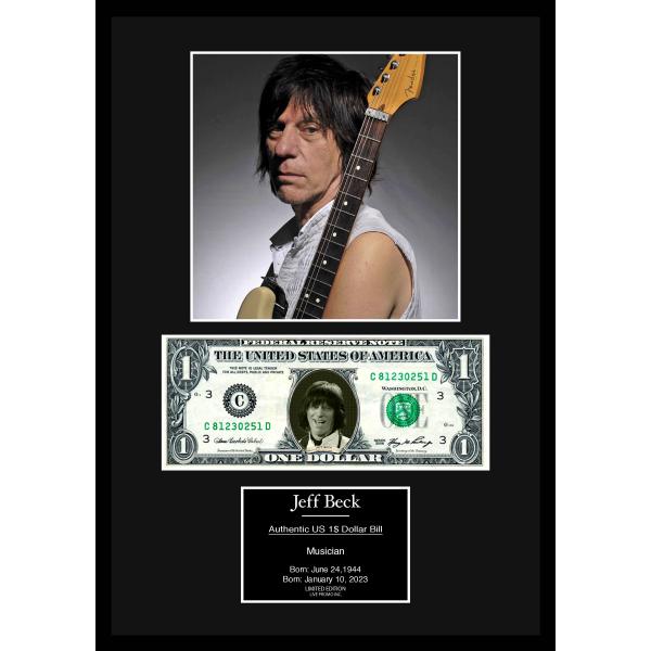【Jeff Beck/ジェフ・ベック】ディープ・パープル/Deep Purple/ロック/バンド/写真本物USA1ドル札フレーム証明書付-3