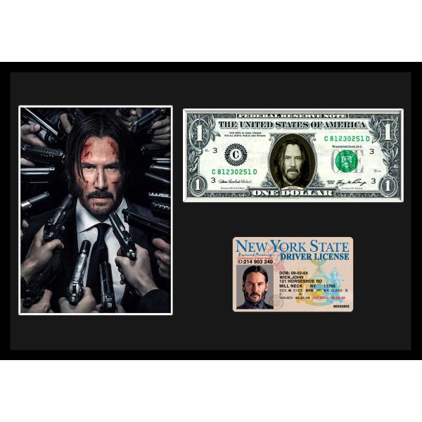 映画【 John Wick / ジョン・ウィック 】キアヌ・リーブス / Keanu Reeves /写真本物USA1ドル札フレーム証明書付-1