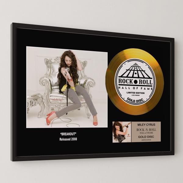 マイリー・サイラス Miley Cyrus ブレイクアウト Breakout gold disc album 金 ゴールド ディスク 証明書付 ‐1