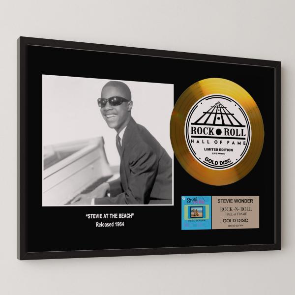スティーヴィー・ワンダー Stevie Wonder アット・ザ・ビーチ Stevie at the Beach gold disc album 金 ゴールド ディスク 証明書付 ‐5