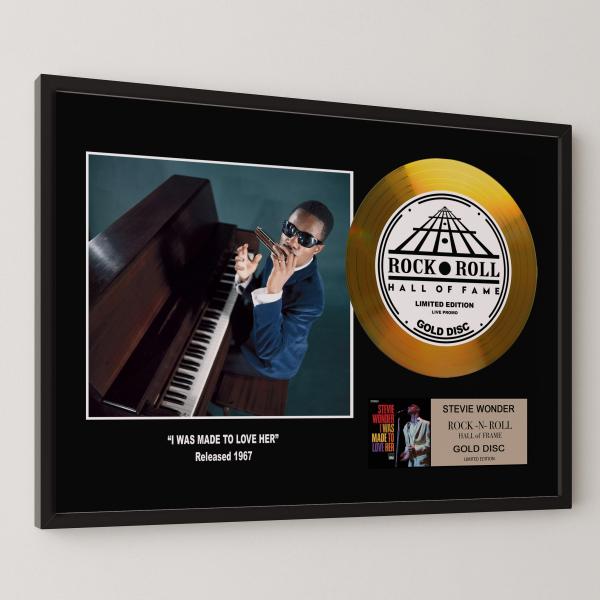 スティーヴィー・ワンダー Stevie Wonder I Was Made to Love Her gold disc album 金 ゴールド ディスク 証明書付 ‐8