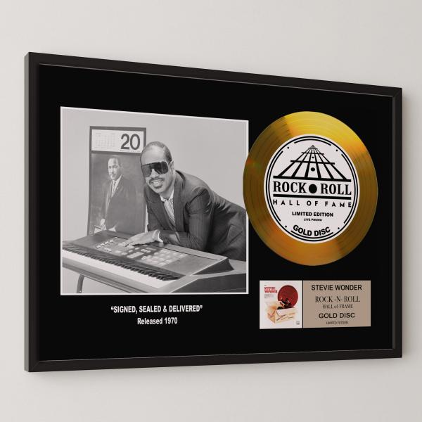 スティーヴィー・ワンダー Stevie Wonder Signed, Sealed &amp; Delivered gold disc album 金 ゴールド ディスク 証明書付 ‐14