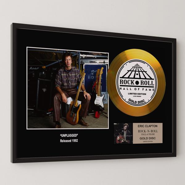 エリック・クラプトン Eric Clapton アンプラグド アコースティック・クラプトン gold disc album 金 ゴールド ディスク 証明書付 ‐25