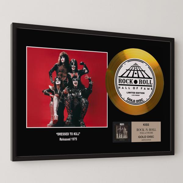 キッス KISS 地獄への接吻 Dressed to Kill gold disc album 金 ゴールド ディスク 証明書付 ‐3