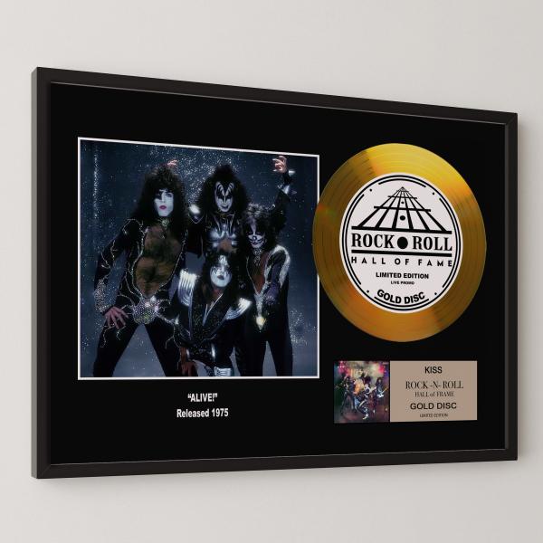 キッス KISS 地獄の狂獣 キッス・ライヴ Alive! gold disc album 金 ゴールド ディスク 証明書付 ‐21