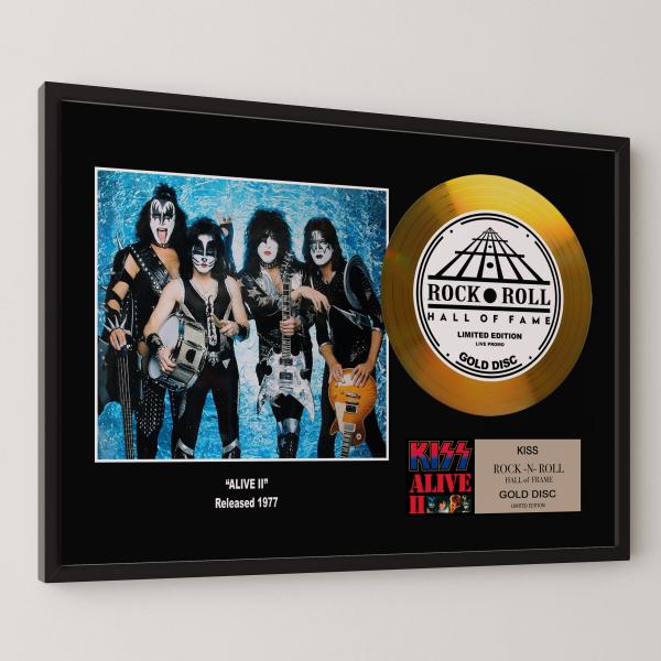 キッス KISS アライヴ2 Alive II gold disc album 金 ゴールド ディスク 証明書付 ‐22