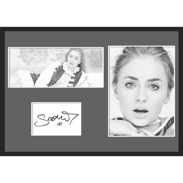 10種類!Sophie Turner/ソフィー・ターナー/女優/ドラマ/映画/サインプリント&amp;証明書付きフレーム/BW/モノクロ/ディスプレイ(10-3W）
