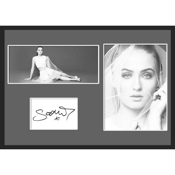 10種類!Sophie Turner/ソフィー・ターナー/女優/ドラマ/映画/サインプリント&amp;証明書付きフレーム/BW/モノクロ/ディスプレイ(1-3W）