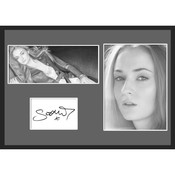 10種類!Sophie Turner/ソフィー・ターナー/女優/ドラマ/映画/サインプリント&amp;証明書付きフレーム/BW/モノクロ/ディスプレイ(4-3W）