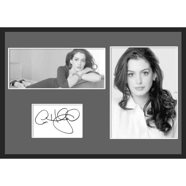 10種類!Anne Hathaway/アン・ハサウェイ/サインプリント&amp;証明書付きフレーム/BW/モノクロ/ディスプレイ (1-3W)