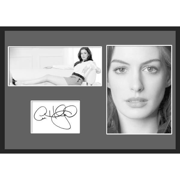 10種類!Anne Hathaway/アン・ハサウェイ/サインプリント&amp;証明書付きフレーム/BW/モノクロ/ディスプレイ (2-3W)