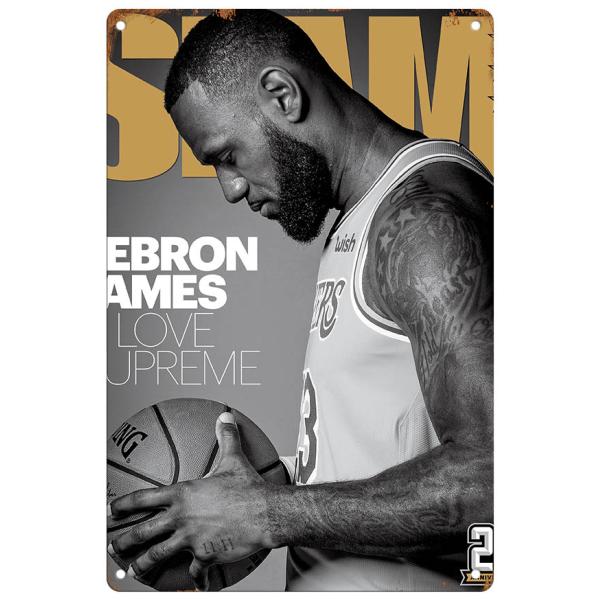 ブリキ看板【LeBron James/レブロン・ジェームズ】バスケ/NBA/ポスター/マガジン風/雑誌/インテリア/サビ風-17