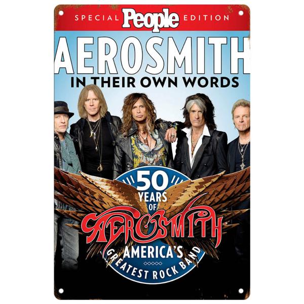 ブリキ看板【Aerosmith/エアロスミス】ロックバンド/音楽/ポスター/マガジン風/雑誌/インテリア/サビ風-1