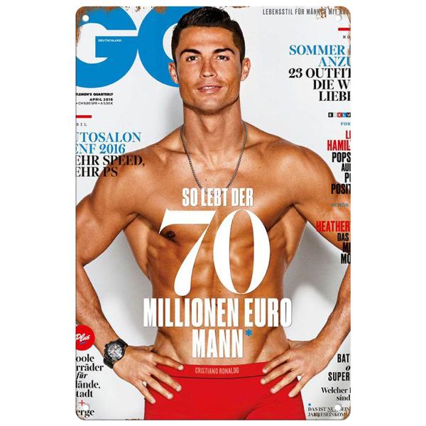 ブリキ看板【Cristiano Ronaldo/クリスティアーノ・ロナウド】サッカー/ワールドカップ/ポスター/マガジン風/雑誌/インテリア/サビ風-6