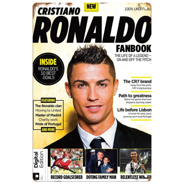 ブリキ看板【Cristiano Ronaldo/クリスティアーノ・ロナウド】サッカー/ワールドカップ/ポスター/マガジン風/雑誌/インテリア/サビ風-11