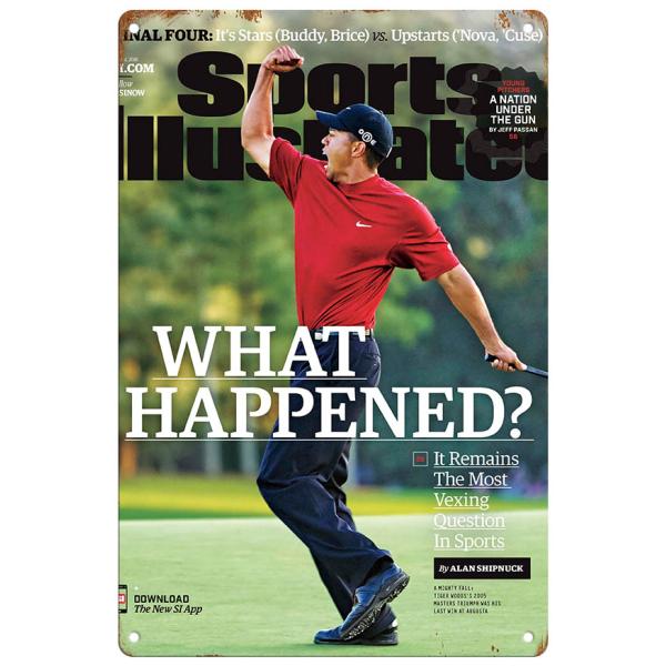 ブリキ看板【Tiger Woods/タイガー・ウッズ】ゴルフ/プロゴルファー/ポスター/マガジン風/雑誌/インテリア/サビ風-1