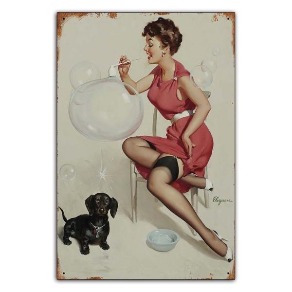 ブリキ看板【Gil Elvgren/ジル・エルブグレン】ピンナップガール/広告