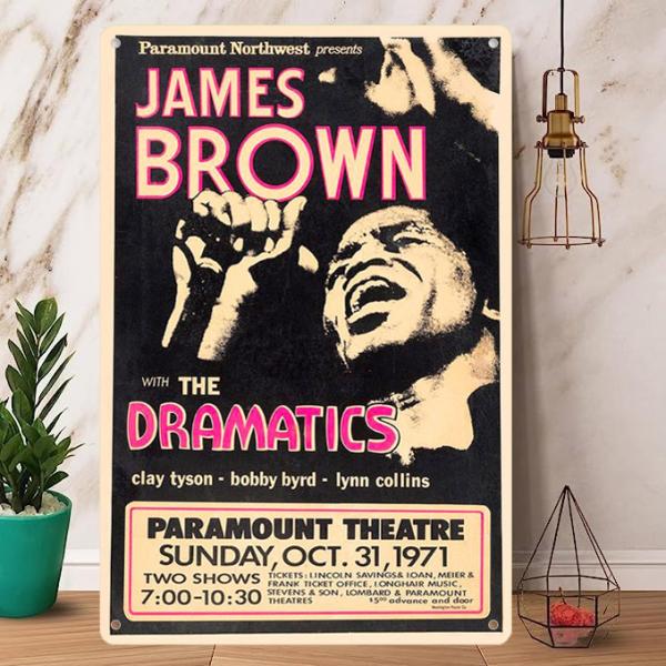 Rock Poster / ロックポスター【 ジェームズ・ブラウン / James Brown 】メタル ポスター /ブリキ看板/ヴィンテージ/メタルプレート-1