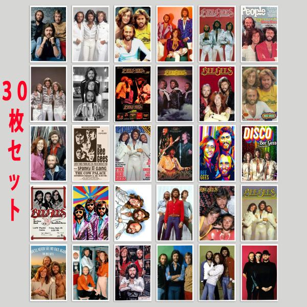 ビージーズ ステッカー 30個セット シール ミニポスター BeeGees 洋楽 ディスコ ロック ヴィンテージ アーティスト ファッション グッズ -1