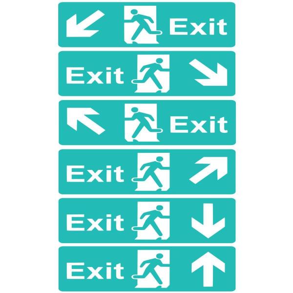 【全16色】6枚セット!!!EXIT Sticker /出口/非常口/ ステッカー/シール/ Vinyl/Decal /バイナル/デカール-1 (ターコイズ)
