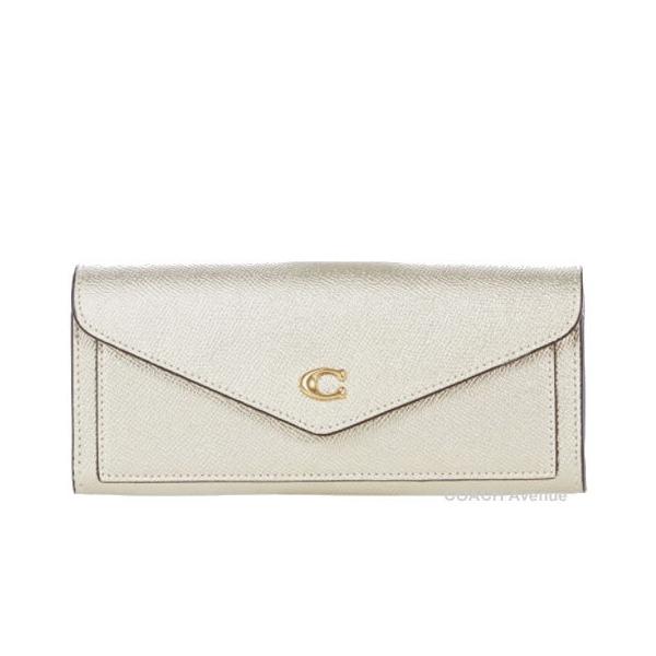 外観美品✨コーチ COACH ウィン　ソフト　長財布　ゴールド　レザー　C 金具 外観美品 コーチ COACH ウィン ソフト 長財布 ゴールド レザー C