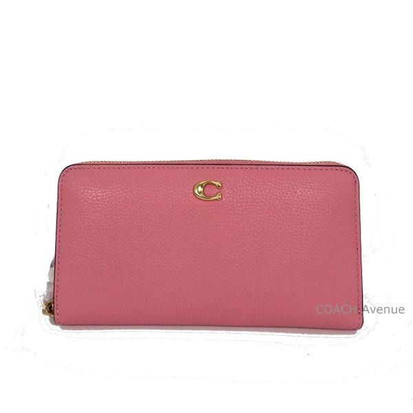 コーチ COACH 長財布 シグネチャー 型押し ジップウォレット ピンク 新品 COACH（コーチ） COACH CC489 アコーディオン ジップ レザー