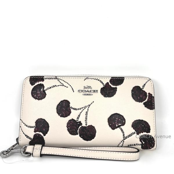 未使用✨COACH アップルプリント 長財布 ラウンドジップ しぼ革 ホワイト COACH (コーチ) ロゴ ラウンドジップ 長財布 CO54630IME74 レディース
