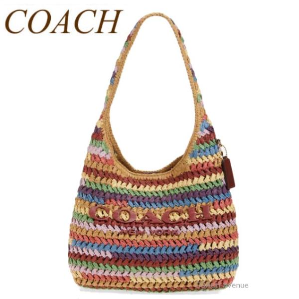 COACH ストライプデザイン かごバッグ COACH（コーチ） COACH CDZ39 かごバッグ マルチ ストライプ ストロー