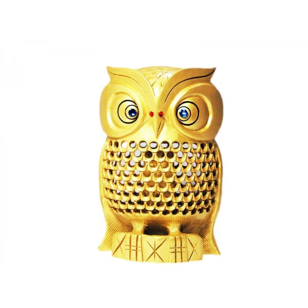 金運を呼ぶ金の鳥 金色フクロウ 15ｃｍ シマフクロウ 二重彫り 透かし彫り お腹の中にもふくろう 置物 一木彫 彫刻 幸せダブル Buyee 日本代购平台 产品购物网站大全 Buyee一站式代购 Bot Online