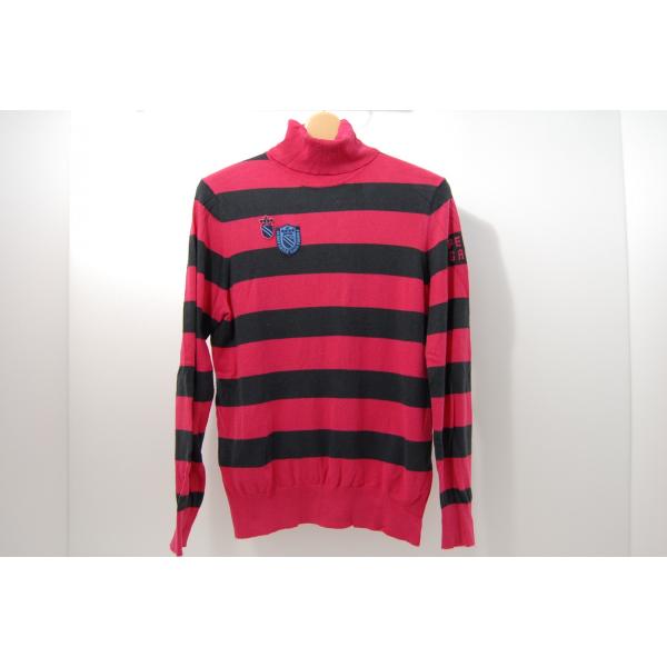coco 中古【SALE】パーリーゲイツ レディース セーター 0(S) ピンク×紺 長袖タートルネック ボーダー レターパックプラス発送可 57034