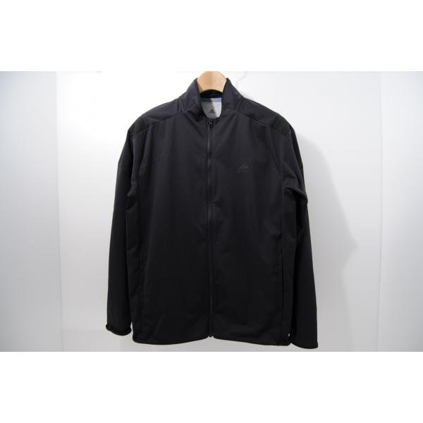 中古【SALE】アディダス adidas メンズ ブルゾン L 黒 ブラック 長袖 フルジップ ストレッチ レターパックプラス発送可 60953