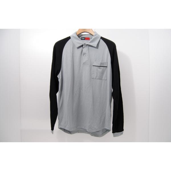 中古【SALE】ピン PING メンズ 長袖ポロシャツ M グレー×黒 ブラック  レターパックプラス発送可 61254
