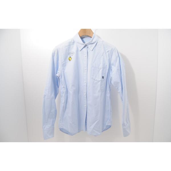中古【SALE】 パーリーゲイツ PEARLY GATES レディース 長袖シャツ 1(M) 水色  ライトブルー ボタンダウン  ネコポス発送可 61266