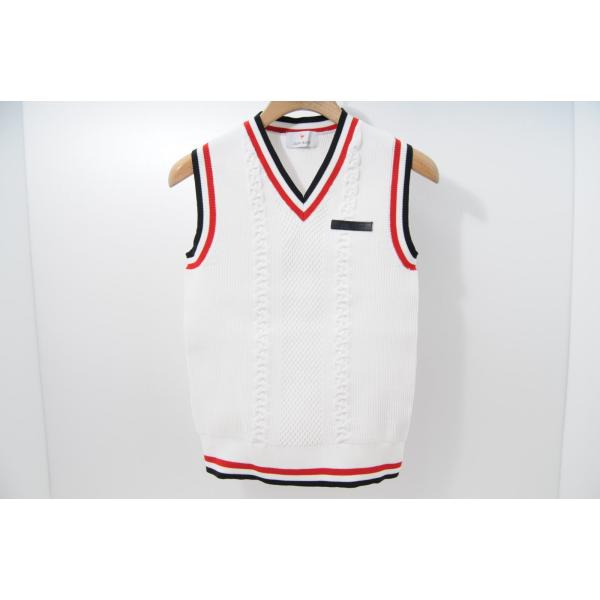 中古【SALE】ジュン＆ロペ JUN&ROPE レディース ベスト M 白 ホワイト Vネック ニット ネコパケ発送可 69232