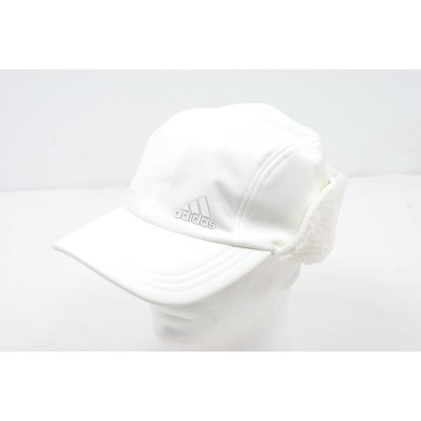 中古【値下げ】 アディダス adidas キャップ フリー 54-57ｃｍ ホワイト 白 ボア付き レディース　レターパックプラス発送可 84081