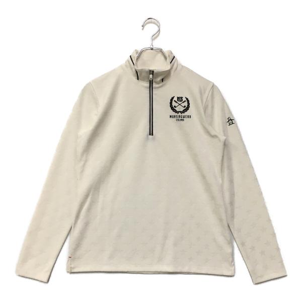 coco 中古【値下げ】 マンシングウェア Munsing wear レディース 長袖シャツ L 白 ハーフジップ 星柄 レターパックプラス発送可 87275