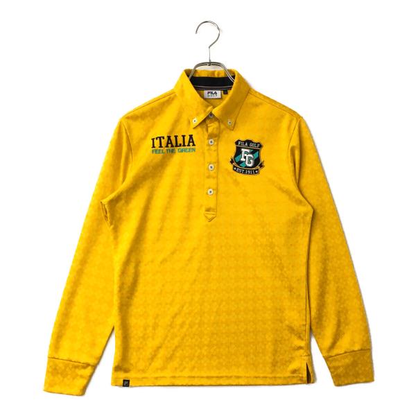 中古【SALE】フィラゴルフ FILA  メンズ 長袖ポロシャツ S 黄色系 山吹色 ボタンダウン ダイヤ柄  レターパックプラス発送可88436