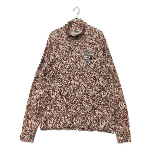 coco 中古【SALE】ゾーイ ZOY メンズ 長袖シャツ 3(LL) 茶×赤×白 ブラウン系 総柄 タートルネック レターパックプラス発送可 103399