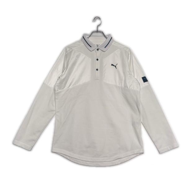 coco 中古【値下げ】 プーマ PUMA メンズ 長袖ポロシャツ XL 白 ホワイト フリース裏地 レターパックプラス発送可 104400